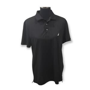 Nautica Tech Pique Golf Polo Black Collared Short Sleeved Shirt